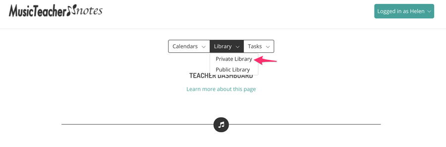 Private and public library for music teacher resources