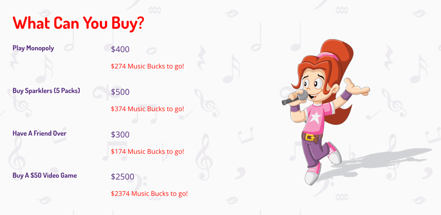 Music bucks money for practice
