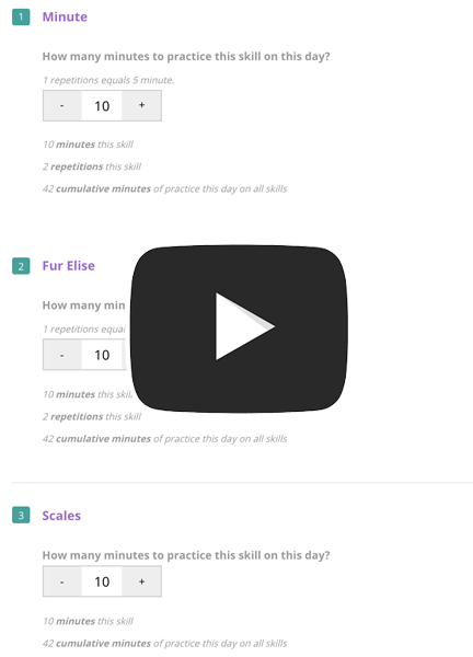 Student practice planning software for music lessons