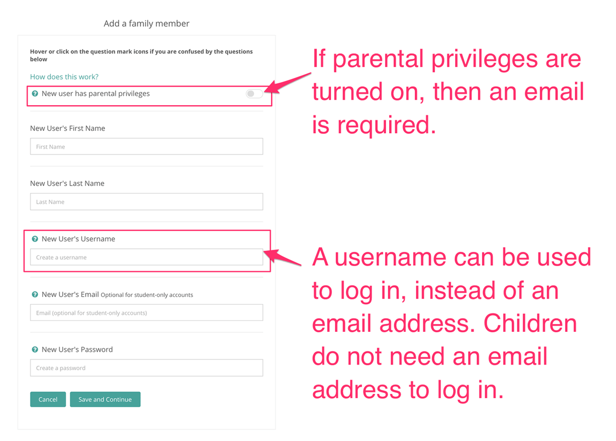 Music student account settings