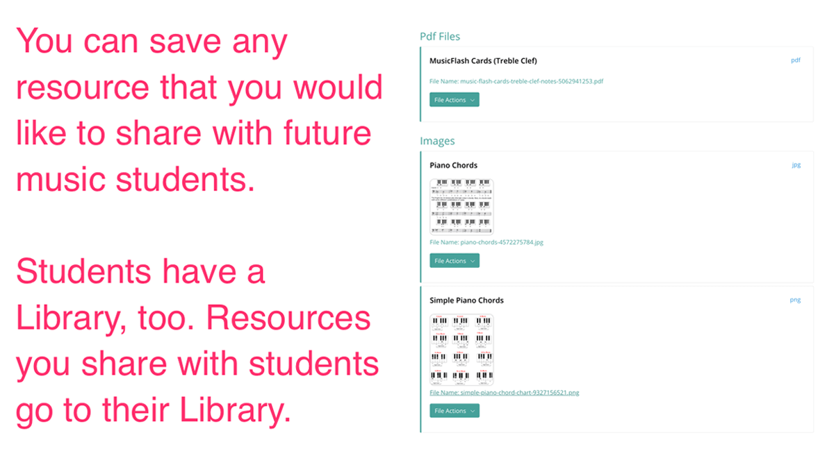 Sharing resources with music students online